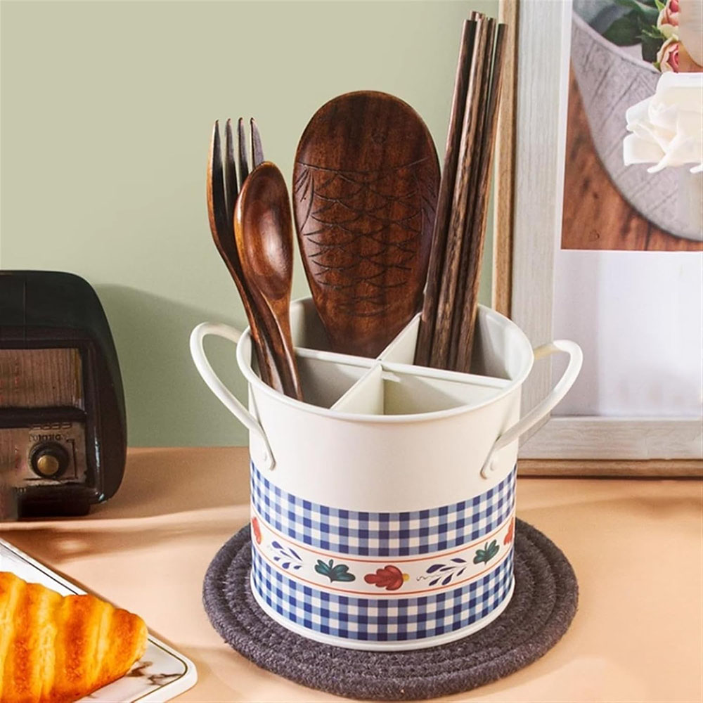 Home Decor Kitchen - Retro Tableware Storage Bucket Draining Rack