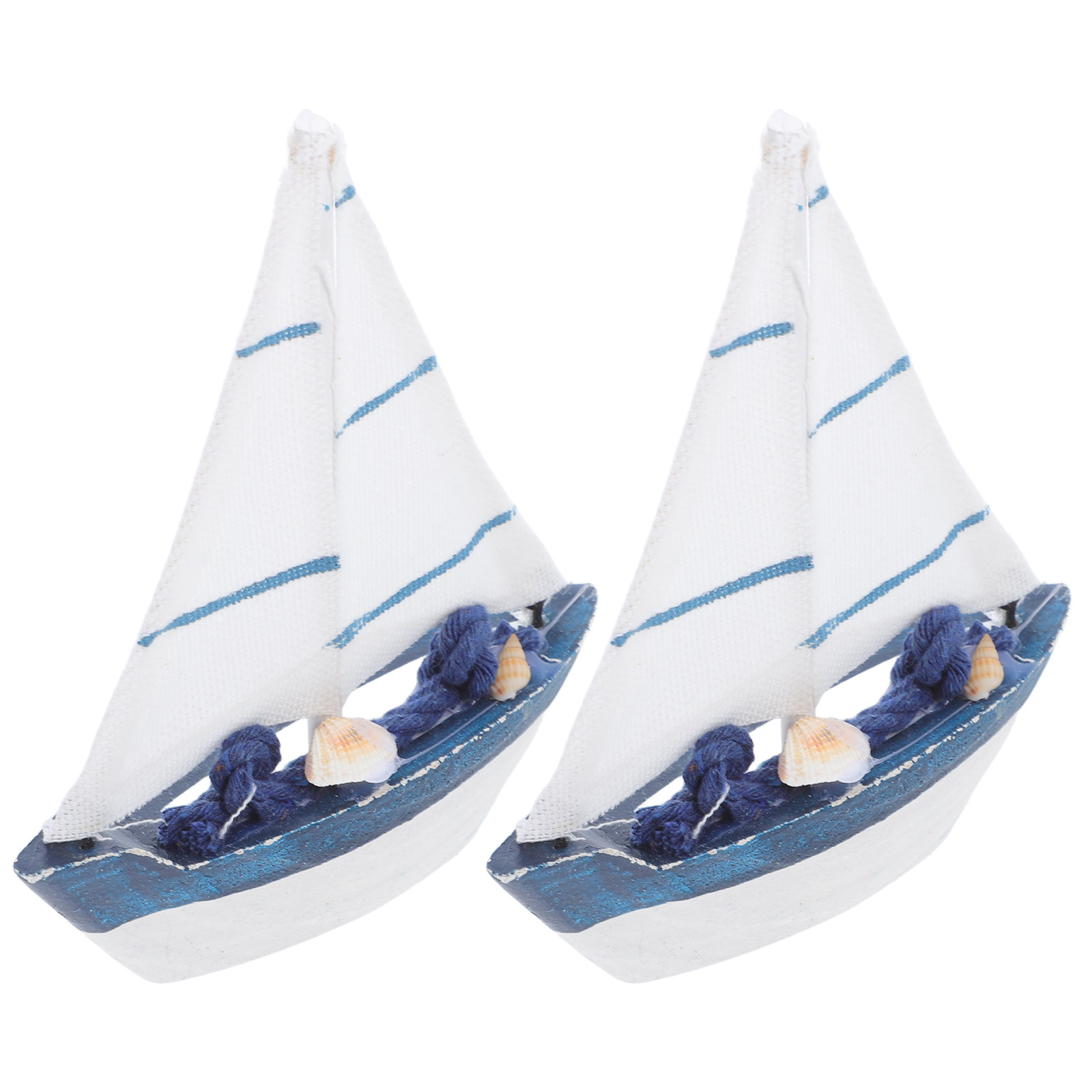 Home Decor Nautical - 2Pcs Mediterranean Style Wooden Sailboat Nautical