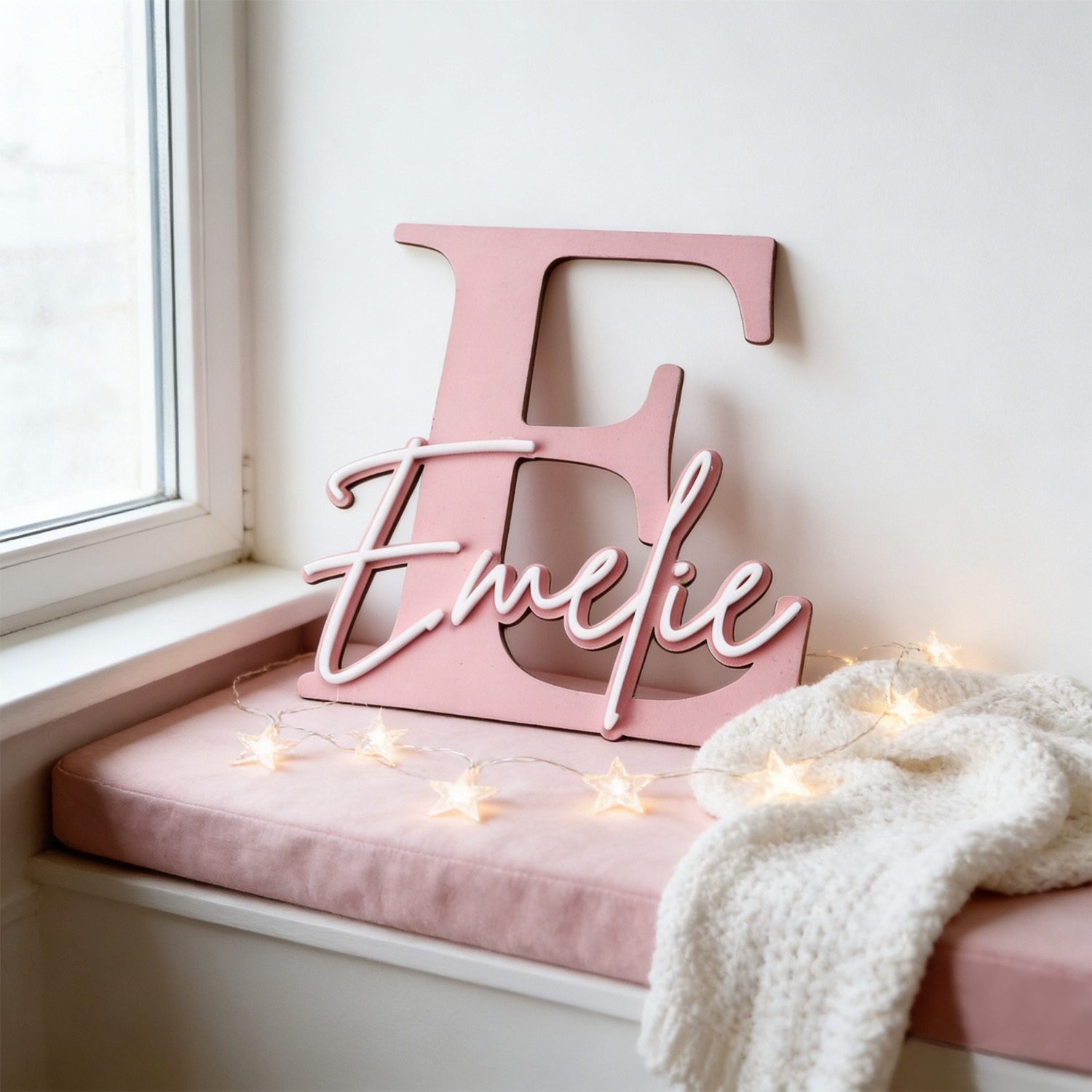 Home Decor For Wedding - 1pc Double-layer Wooden Name Decoration Plaque,