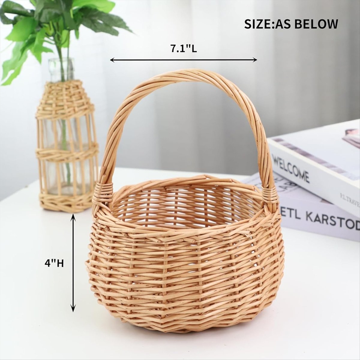 Wicker Picnic Basket with Hand - Home Decor For Wedding 评论和价格