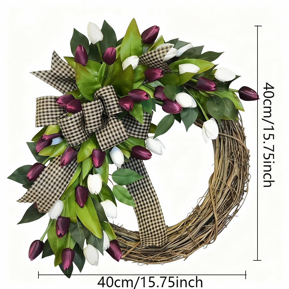 Spring Tulip Wreath, Door Hang - Home Decor Tulip 评论和价格