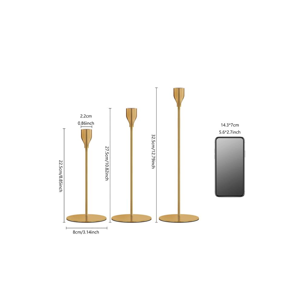 Set Of 3 Copper Candlesticks,  - Home Decor Luxury 评论和价格