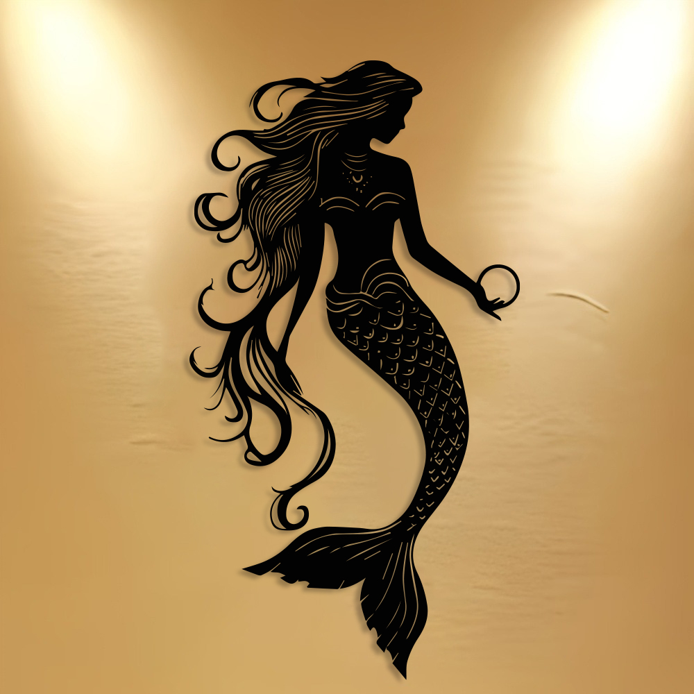 Elegant Mermaid Metal Wall Art - Home Decor Nautical 评论和价格