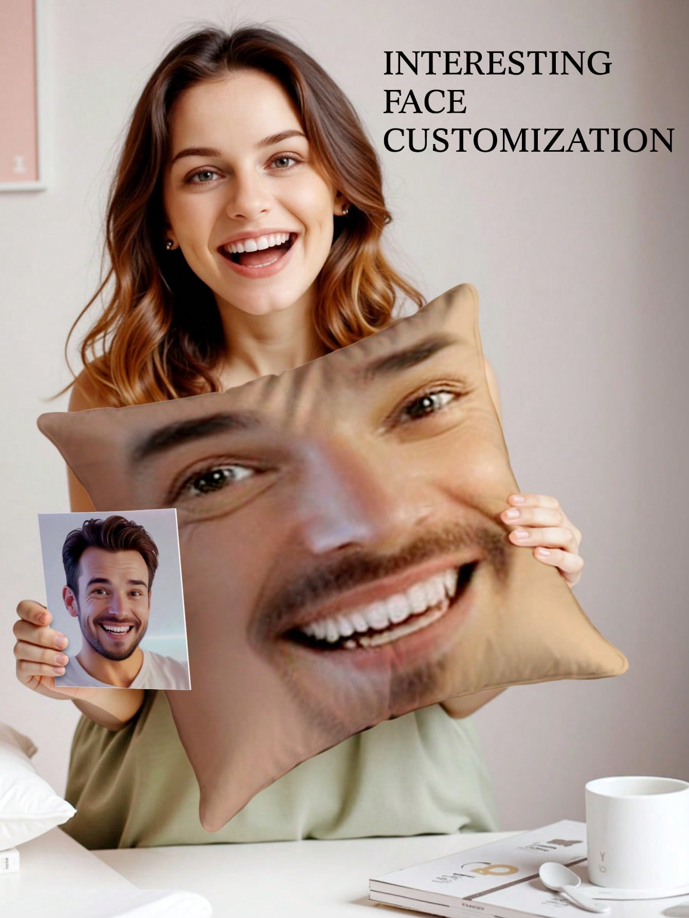 1pc Custom Face Square Pillow  - Home Decor Sofa 评论和价格