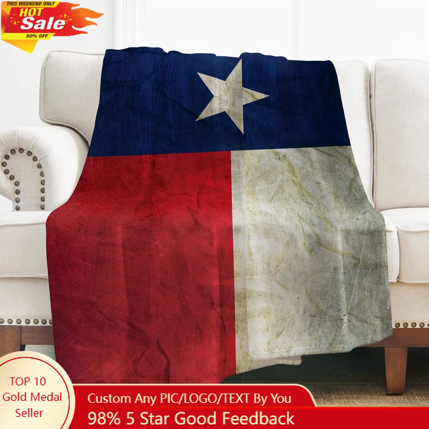 Levens Texas Flag Throw Blanke - Home Decor Sofa 评论和价格
