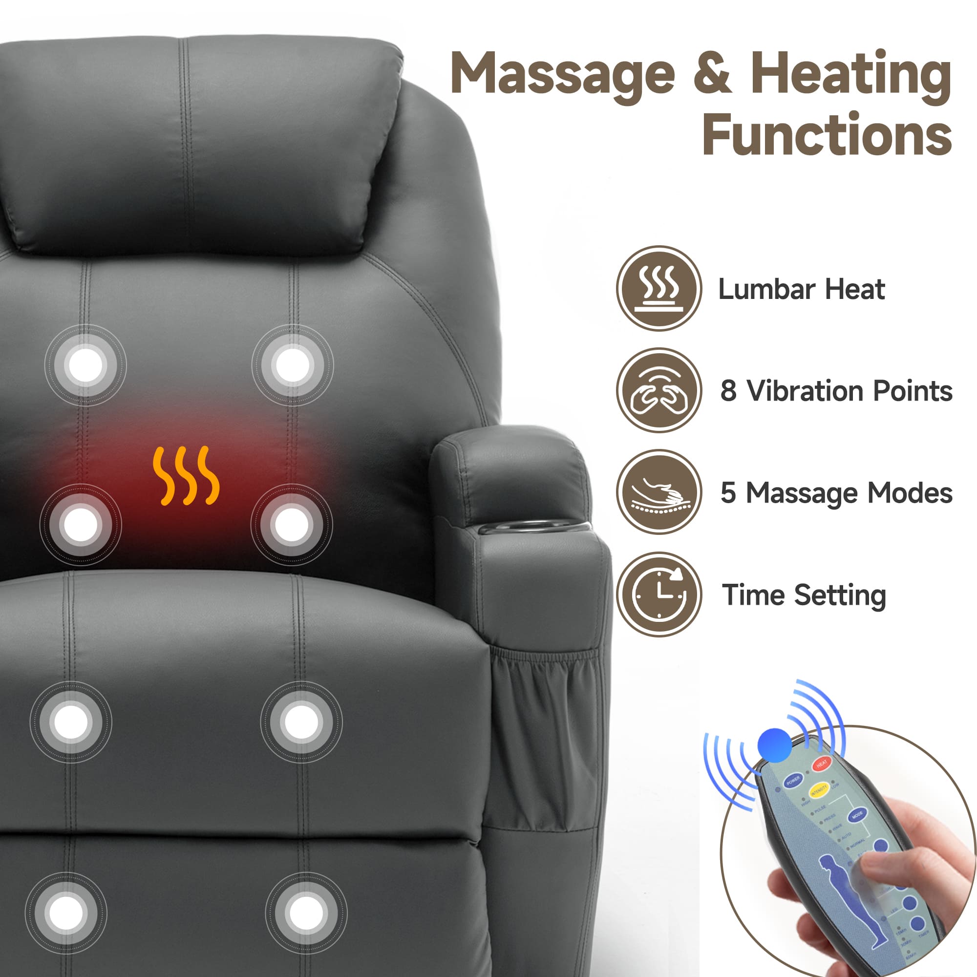 Recliner Chair with Massage an - Home Decor Sofa 评论和价格