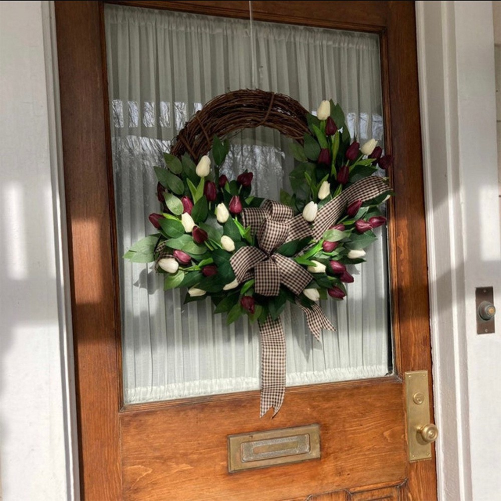 Spring Simulation Tulip Wreath - Home Decor Tulip 评论和价格