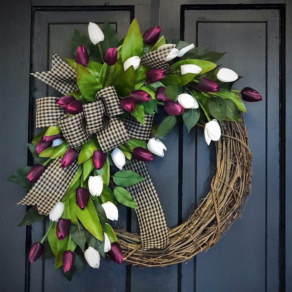 Spring Simulation Tulip Wreath - Home Decor Tulip 评论和价格