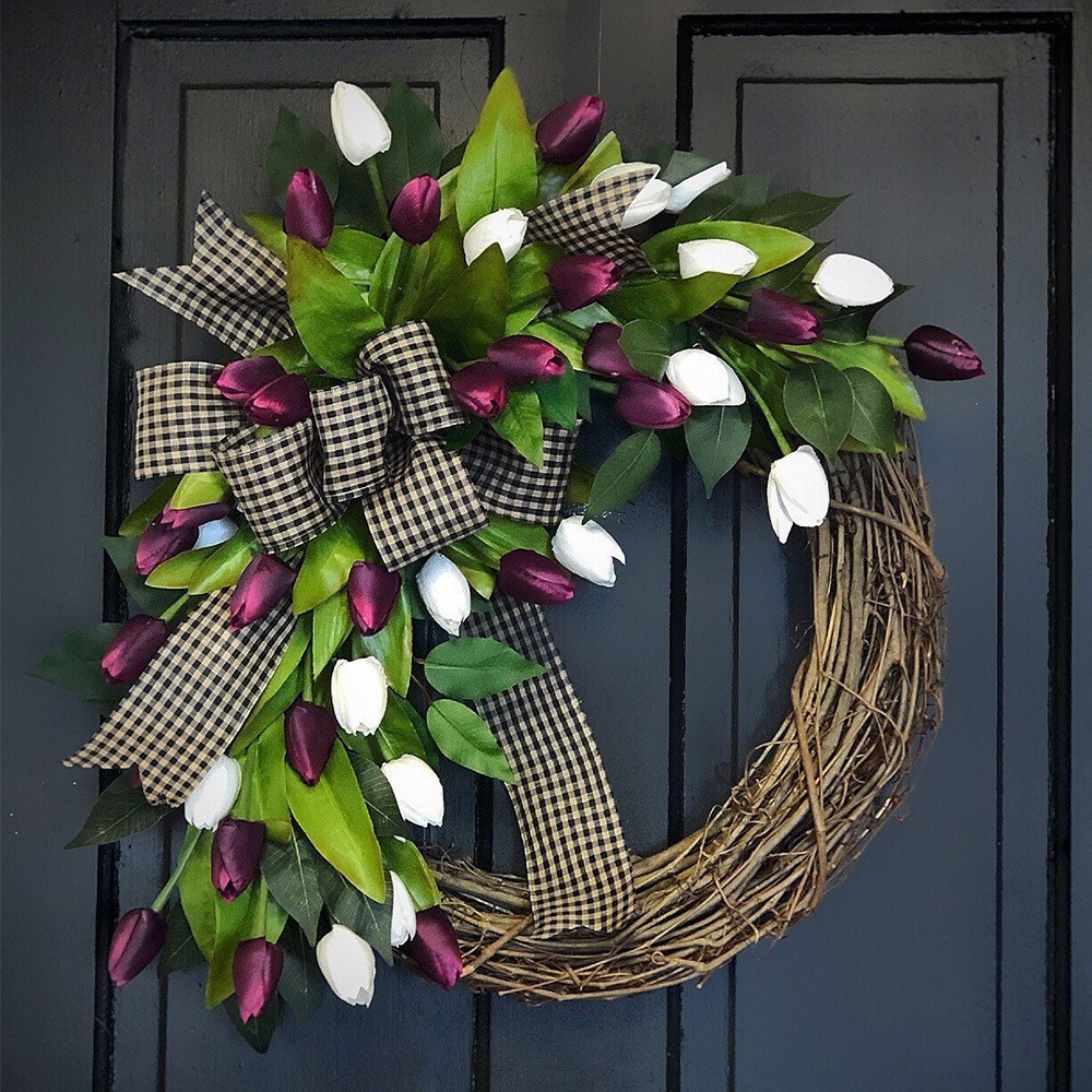 Spring Simulation Tulip Wreath - Home Decor Tulip 评论和价格