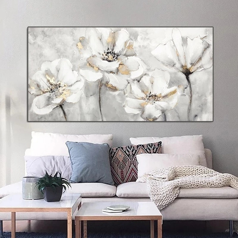 Frameless White and Golden Flo - Home Decor Luxury 评论和价格