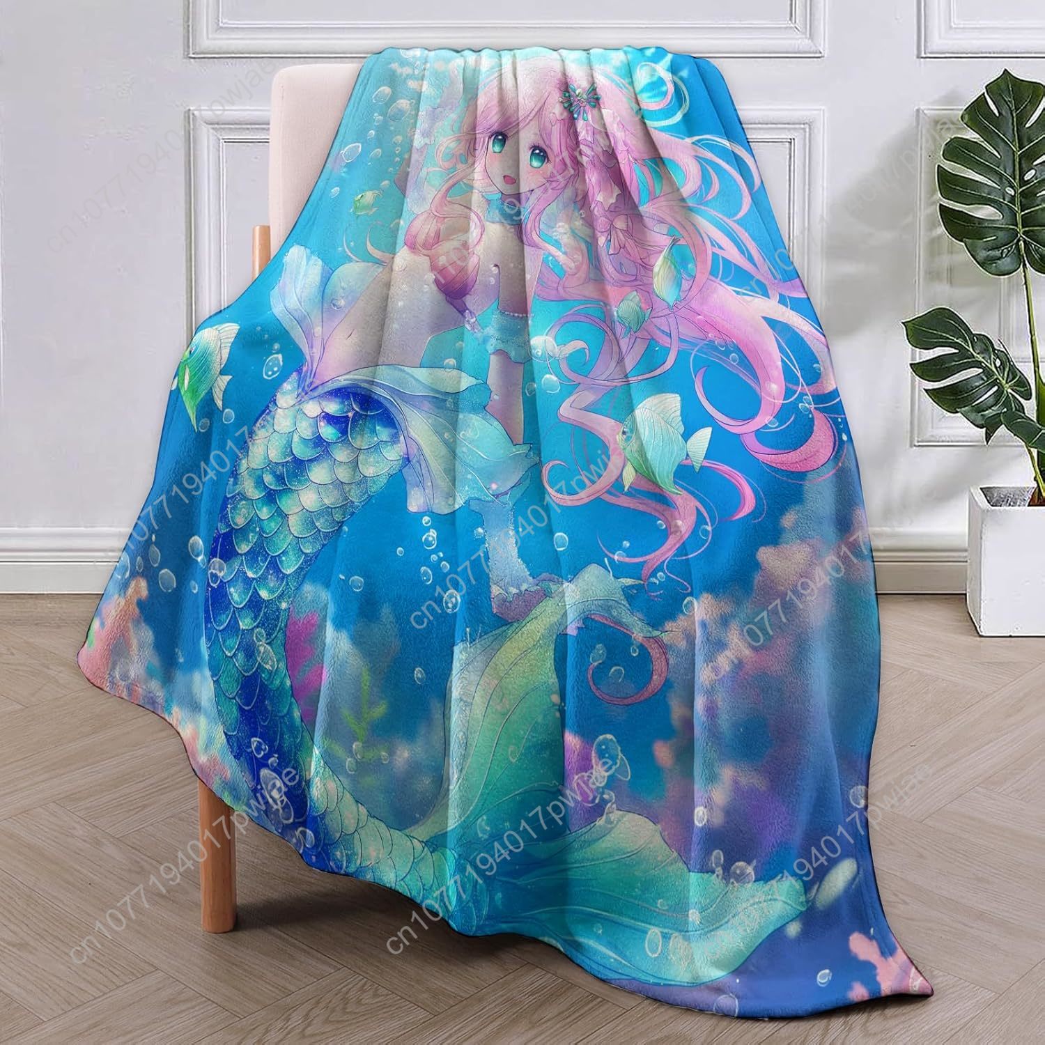 Cute Mermaid Blanket Cartoon F - Home Decor Sofa 评论和价格