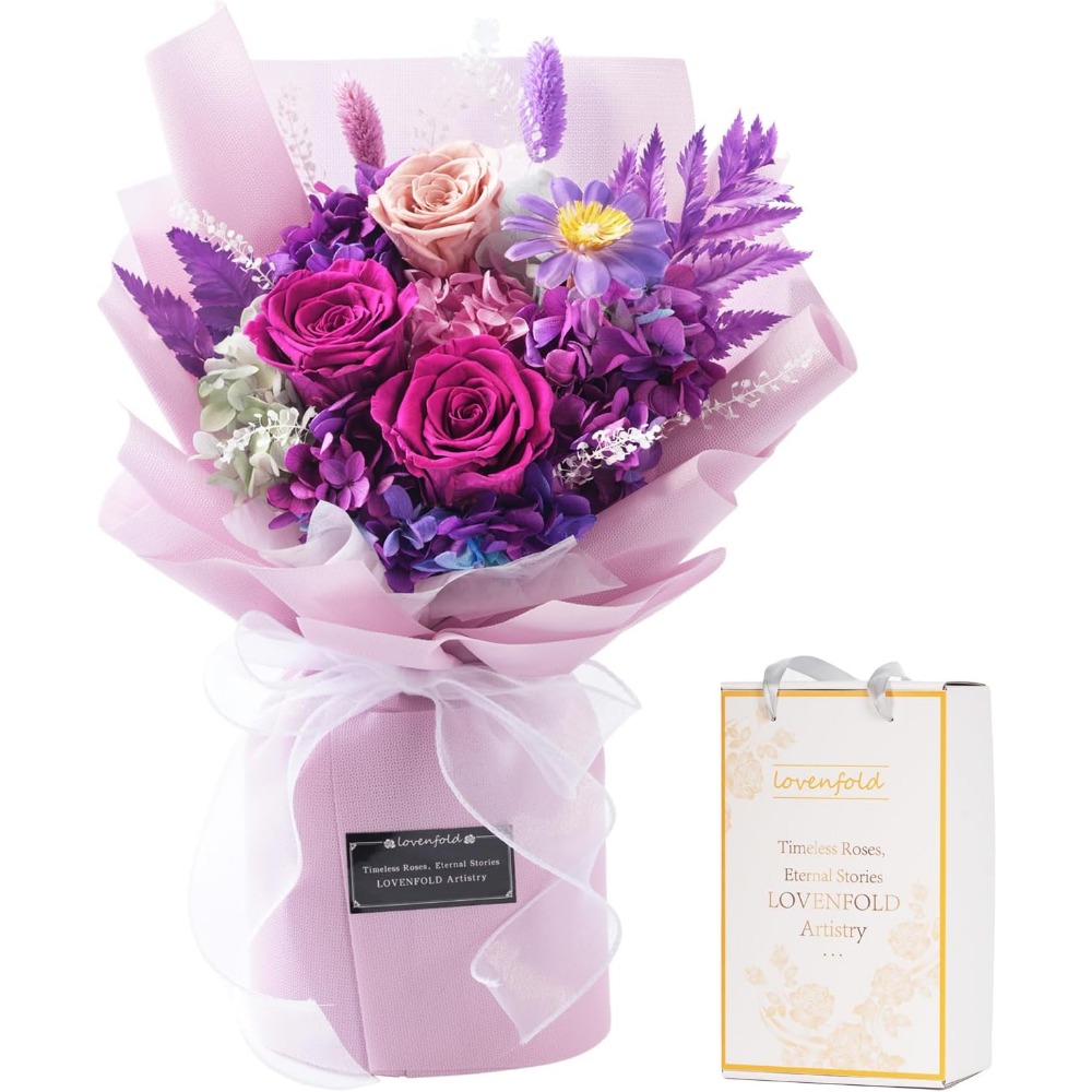 Preserved Purple Rose Bouquets - Home Decor Tulip 评论和价格