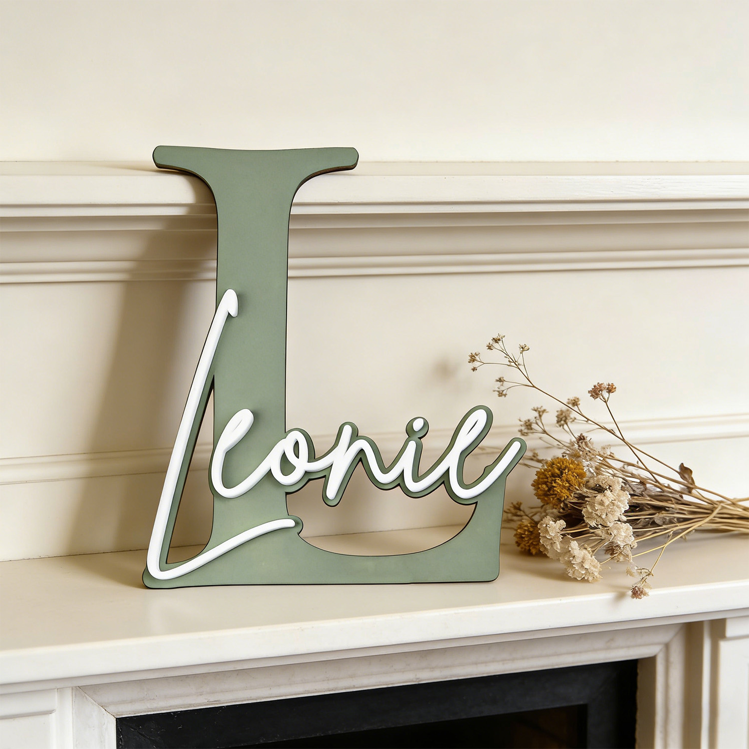 1pc Double-layer Wooden Name D - Home Decor For Wedding 评论和价格