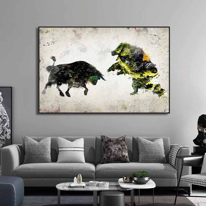 Bull and Bear Play Chess Wall  - Home Decor Exchange 评论和价格