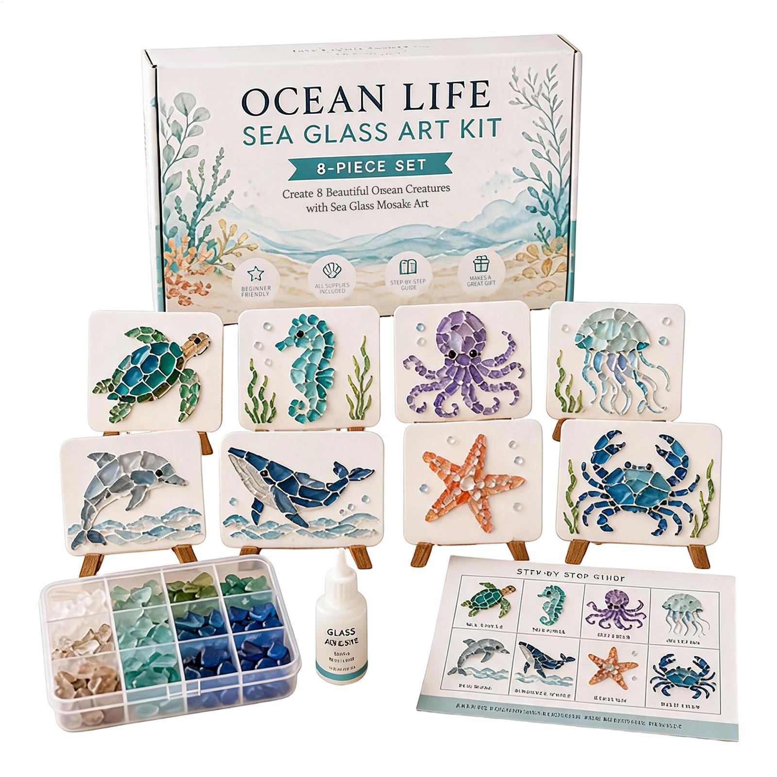 1pc Ocean Life Sea Glass Mosai - Home Decor Nautical 评论和价格