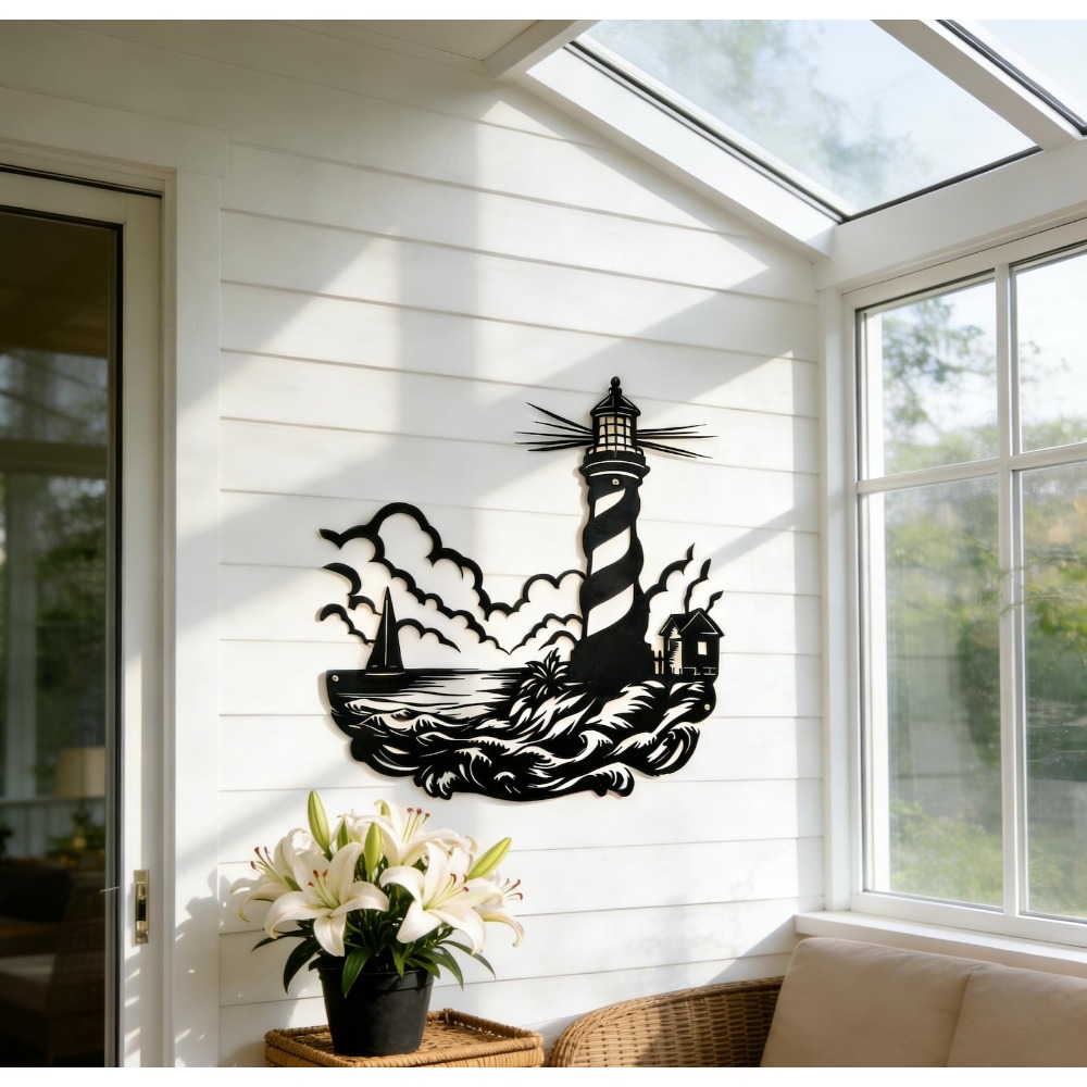 CIFbuy Metal Wall Art Lighthou - Home Decor Nautical 评论和价格