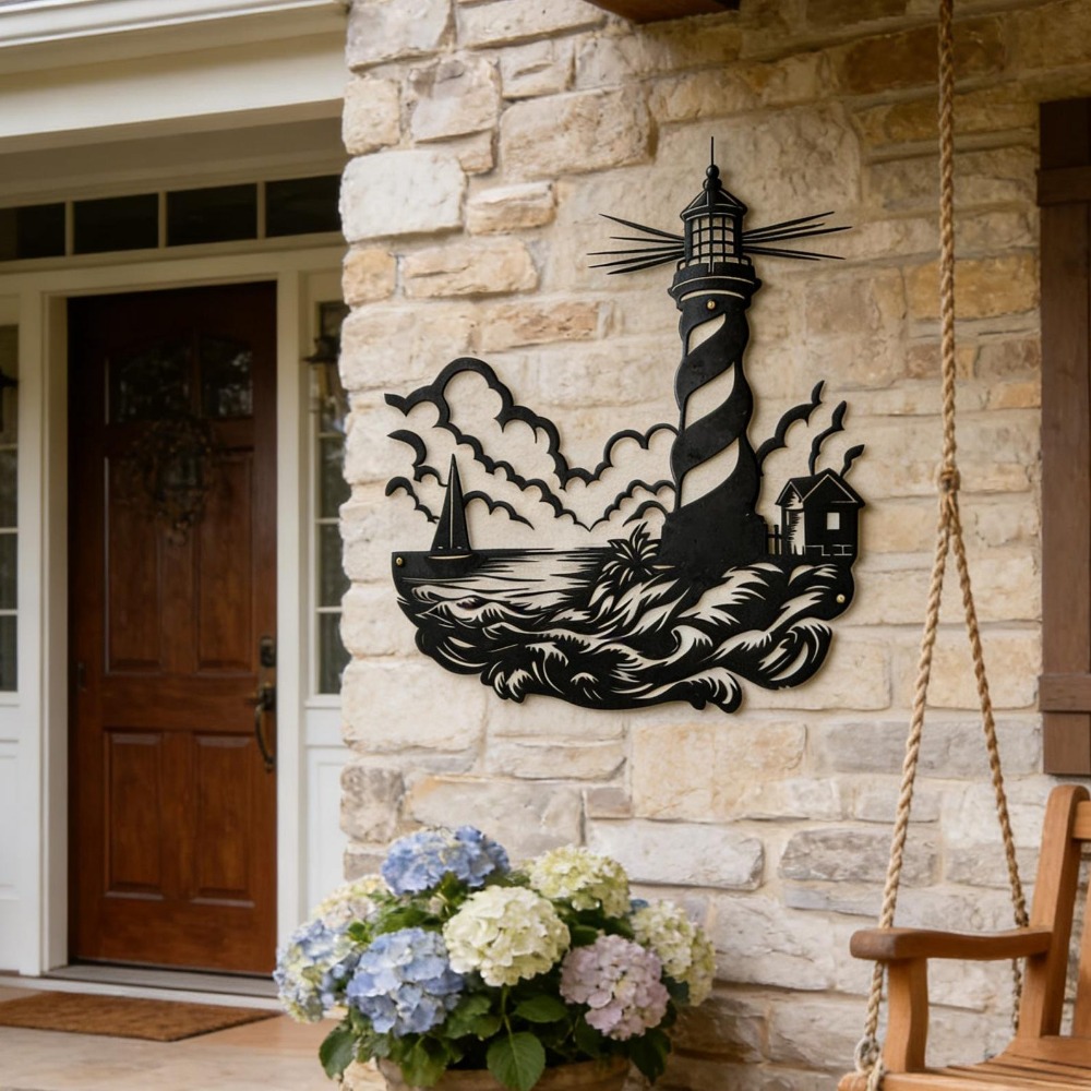 CIFbuy Metal Wall Art Lighthou - Home Decor Nautical 评论和价格