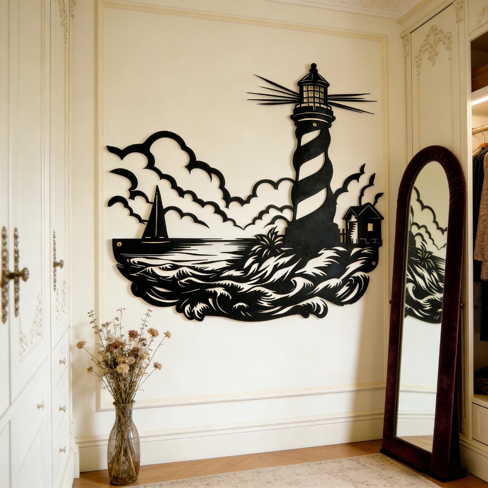 CIFbuy Metal Wall Art Lighthou - Home Decor Nautical 评论和价格