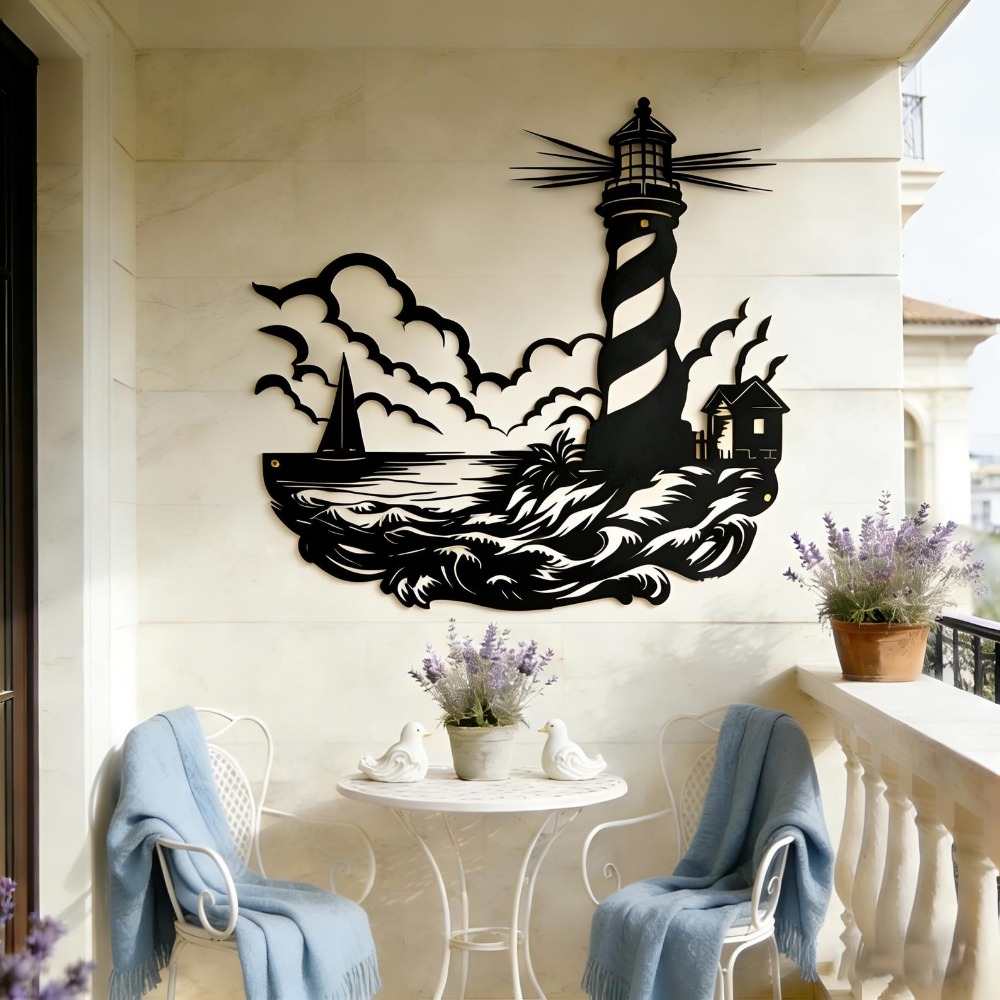 CIFbuy Metal Wall Art Lighthou - Home Decor Nautical 评论和价格